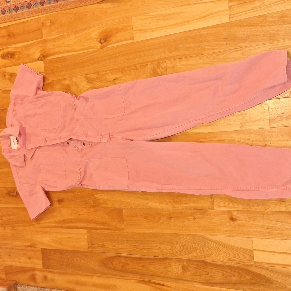 NWOT Pistola Bubblegum Pink Short Sleeve Utility Jumpsuit Size Small 100% Cotton - Picture 2 of 11